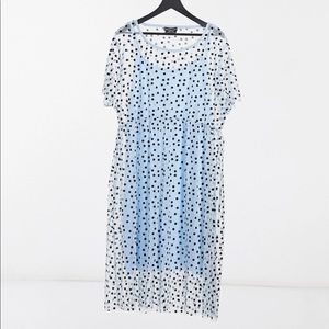 NWT Wednesday's Girl ASOS Curve midi smock dress in polkadot print UK 18